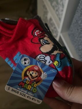 Nintendo Red Super Mario Kids No-Show Socks